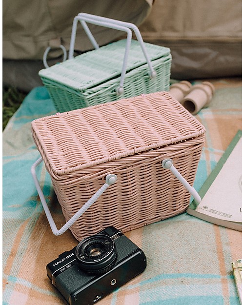 Olli Ella Cestino Piki, Verde Menta 23 x 15 x 15 cm - Fair trade, fatto a mano! Contenitori Porta Giochi