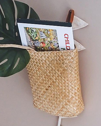 Olli Ella Cestino Portalibri da Appendere 30x23 cm - Fatto a mano! Contenitori Porta Giochi_