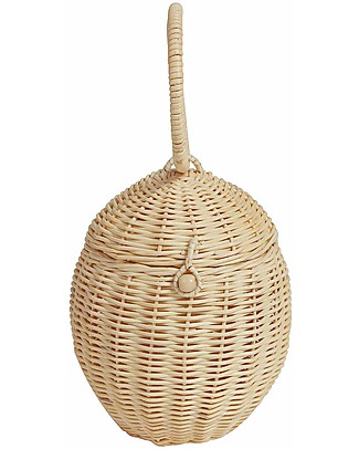 Olli Ella Cestino Portaoggetti in Rattan - Egg - Fatto a Mano! Contenitori Porta Giochi_