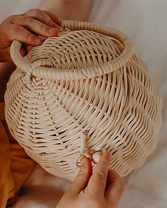 Olli Ella Cestino Portaoggetti in Rattan - Egg - Fatto a Mano! Contenitori Porta Giochi_
