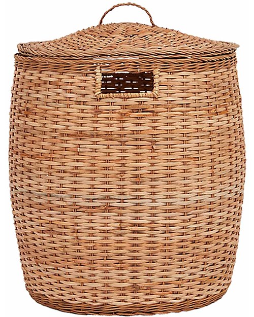 Olli Ella Cestino Portaoggetti in Rattan - Toscano - con Coperchio - Fatto a Mano! Contenitori Portaoggetti