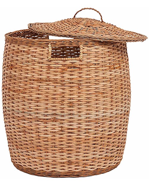 Olli Ella Cestino Portaoggetti in Rattan - Toscano - con Coperchio - Fatto a Mano! Contenitori Portaoggetti