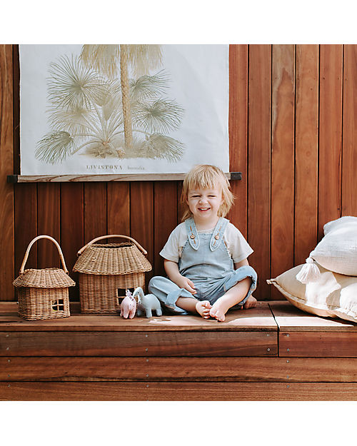 Olli Ella Cesto Portagiochi Grande - 100% Rattan - Naturale Cestini in Vimini