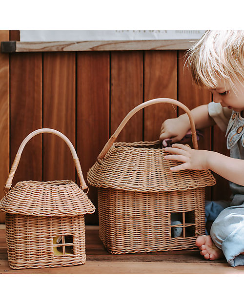 Olli Ella Cesto Portagiochi Grande - 100% Rattan - Naturale Cestini in Vimini