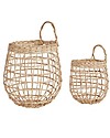 Olli Ella Coppia di Cesti Portaoggetti in Rattan - Onion Basket - Color Paglia - Fatto a mano! Portaoggetti da Muro