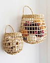 Olli Ella Coppia di Cesti Portaoggetti in Rattan - Onion Basket - Color Paglia - Fatto a mano! Portaoggetti da Muro