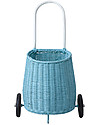 Olli Ella Luggy, Cesto Portagiochi con Ruote, Azzurro - Fair trade, fatto a mano! Cestini in Vimini