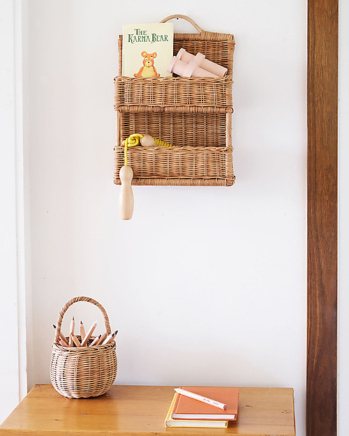 Olli Ella Mensola da Parete - Rattan - 26x10x39 cm Mensole