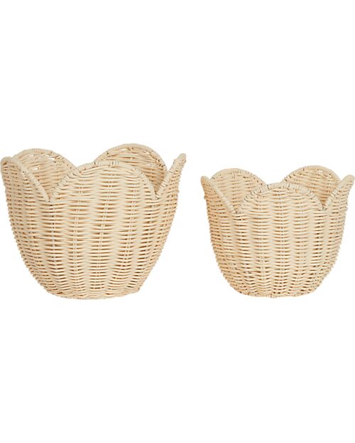 Olli Ella Set 2 Cestini in Rattan - Giglio - Crema Cestini in Vimini