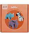 Olli Ella Set 3 Peluche Animali del Safari -  Fatti a Mano - Morbido Misto Lana Peluche