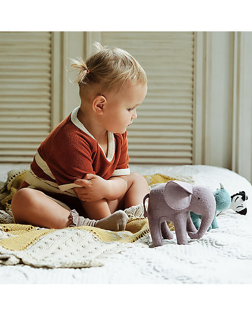 Olli Ella Set 3 Peluche Animali del Safari -  Fatti a Mano - Morbido Misto Lana Peluche