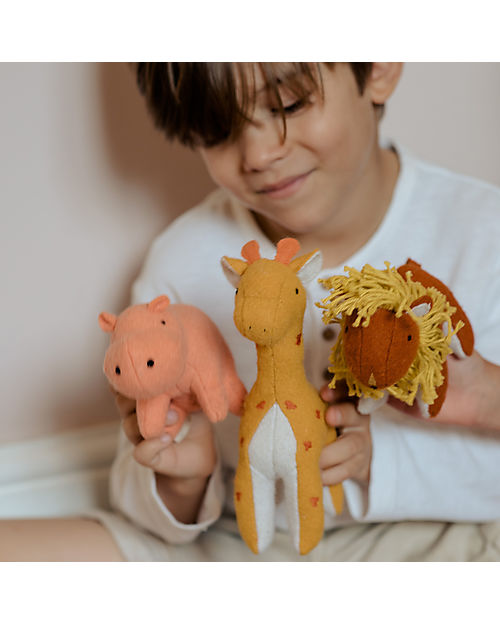 Olli Ella Set 3 Peluche Animali della Savana -  Fatti a Mano - Morbido Misto Lana Peluche