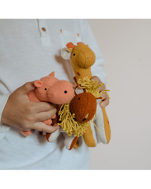 Olli Ella Set 3 Peluche Animali della Savana -  Fatti a Mano - Morbido Misto Lana Peluche