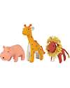 Olli Ella Set 3 Peluche Animali della Savana -  Fatti a Mano - Morbido Misto Lana Peluche
