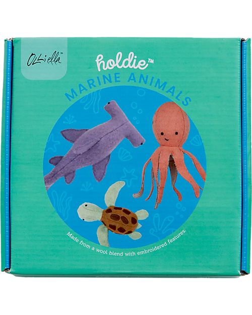 Olli Ella Set 3 Peluche Animali Marini -  Fatti a Mano - Morbido Misto Lana Peluche