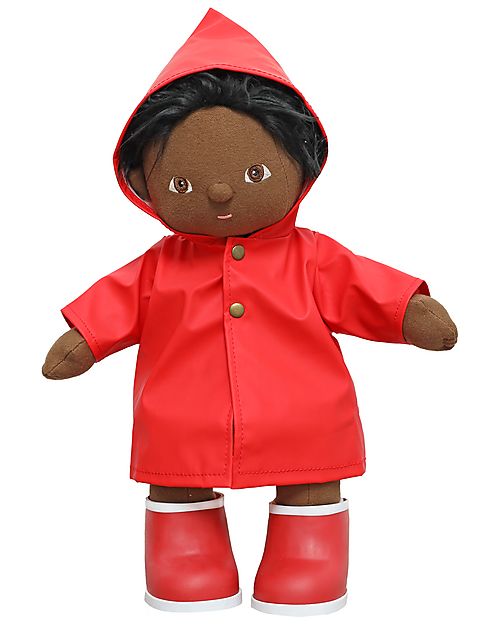 Olli Ella Set Vestiti Rainy - per Bambola Dinkum Doll - Rosso - 100% Cotone Accessori Bambole