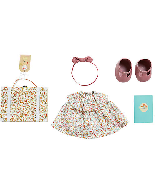 Olli Ella Set Vestiti Travel Togs - per Bambola Dinkum Doll - Prairie Floral - 100% Cotone Accessori Bambole