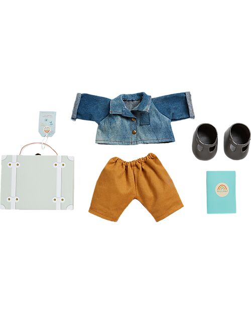 Olli Ella Set Vestiti Travel Togs per Bambola Dinkum Doll - Salvia - 100% Cotone Accessori Bambole
