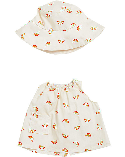 Olli Ella Set Vestiti Una Rainbow - per Bambola Dinkum Doll - Avorio - 35 cm - 100% Cotone Accessori Bambole