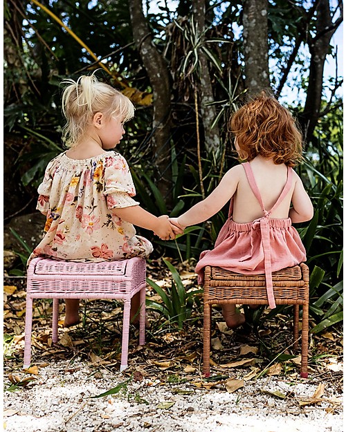 Olli Ella Sgabello in Rattan per Bambini, Natural - con Scomparto Segreto! Sgabelli