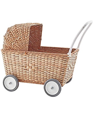 Olli Ella Strolley, Carrozzina per Bambole, Vimini - Natural Carrozzine per Bambole