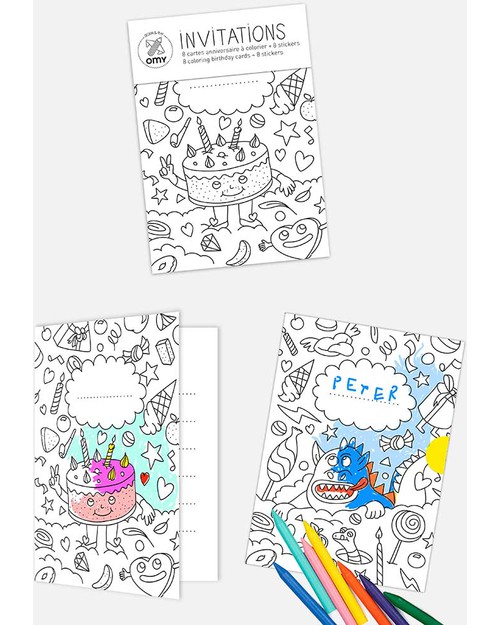 Omy 8 Inviti da Colorare - My Little Day Disegnare e Colorare