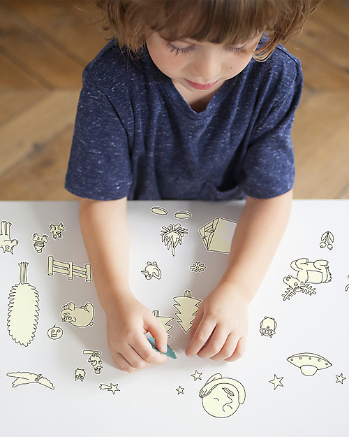 Omy Adesivi Fluorescenti, Natura - Brillano al Buio, Stampa ecologica su carta riciclata! Adesivi da Parete