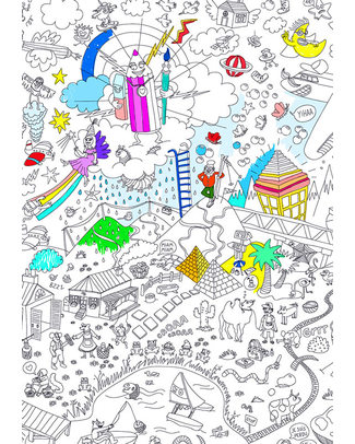 Omy Fantastic - Poster Gigante da Colorare (180 x 98 cm) - stampa ecologica su carta riciclata! Colorare