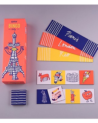 Omy Gioco del Bingo Illustrato - 12 Cartelle con Illustrazioni del Mondo! Giochi Da Tavolo