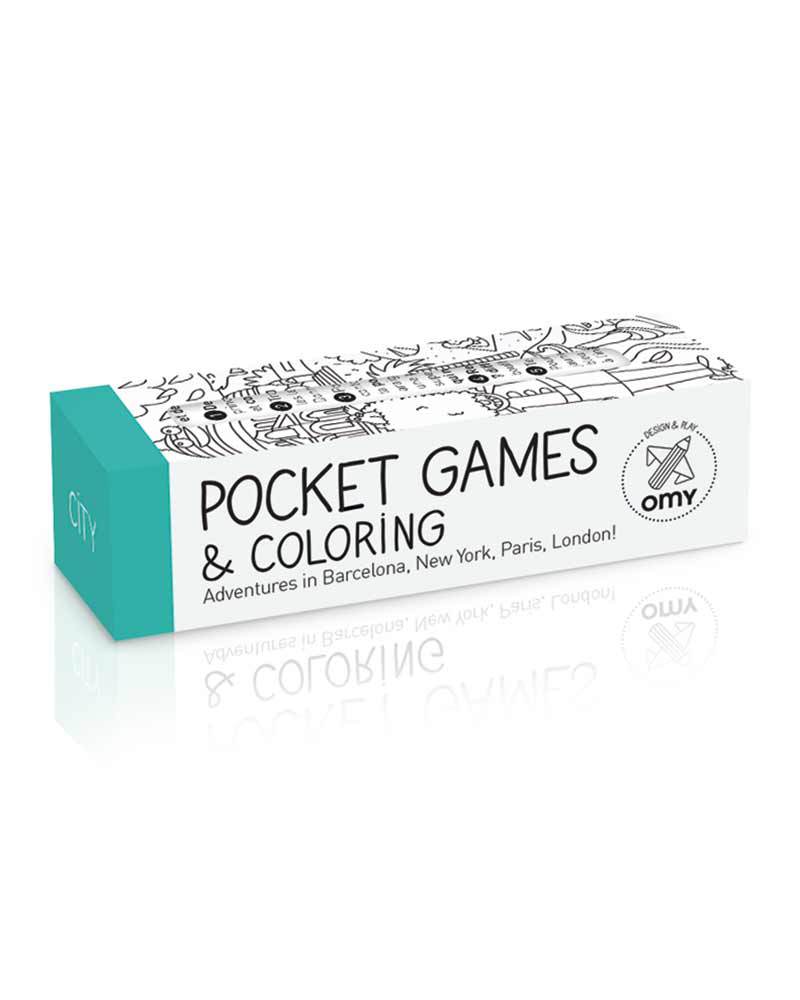 Omy Gioco Tascabile Pocket Games & Colouring rotolo da 1 metro Citt 