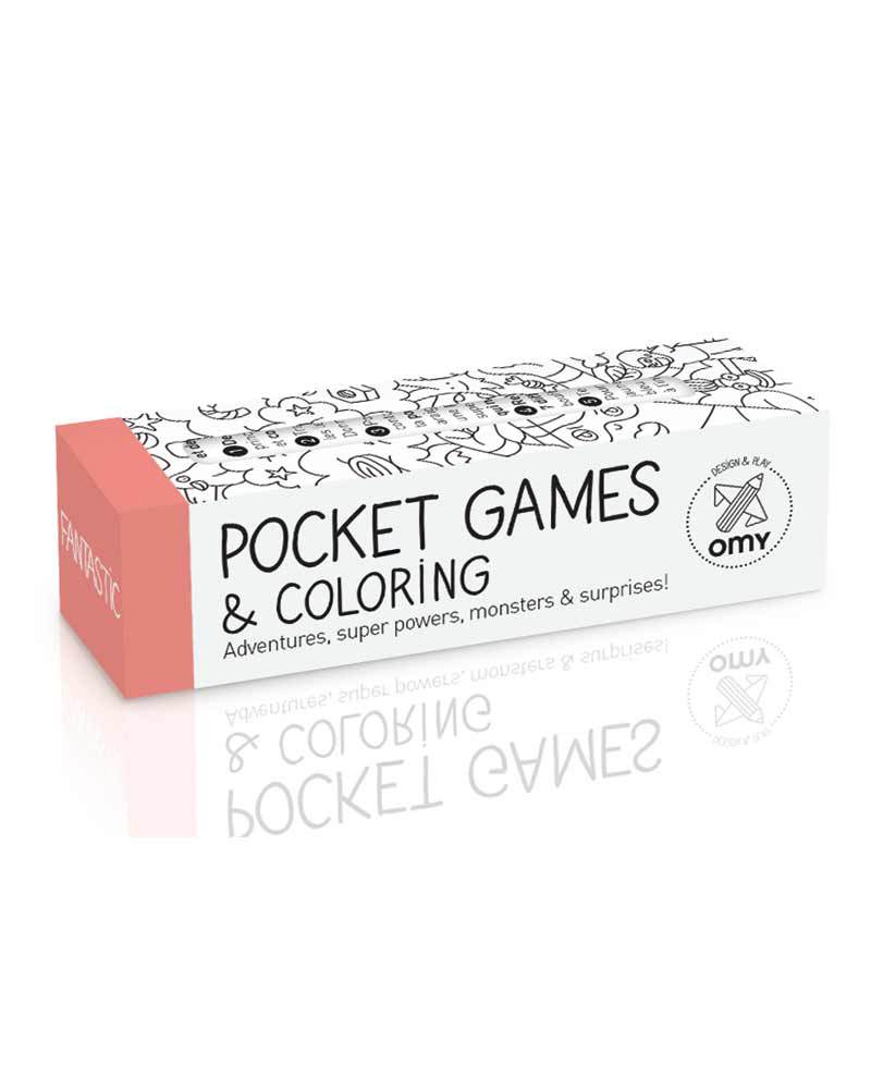 Omy Gioco Tascabile Pocket Games & Colouring rotolo da 1 metro Fantastic