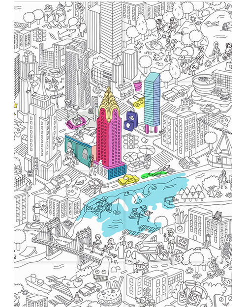 Omy New York - Poster da Colorare (115 x 80 cm) - Stampa ecologica su carta riciclata! Disegnare e Colorare