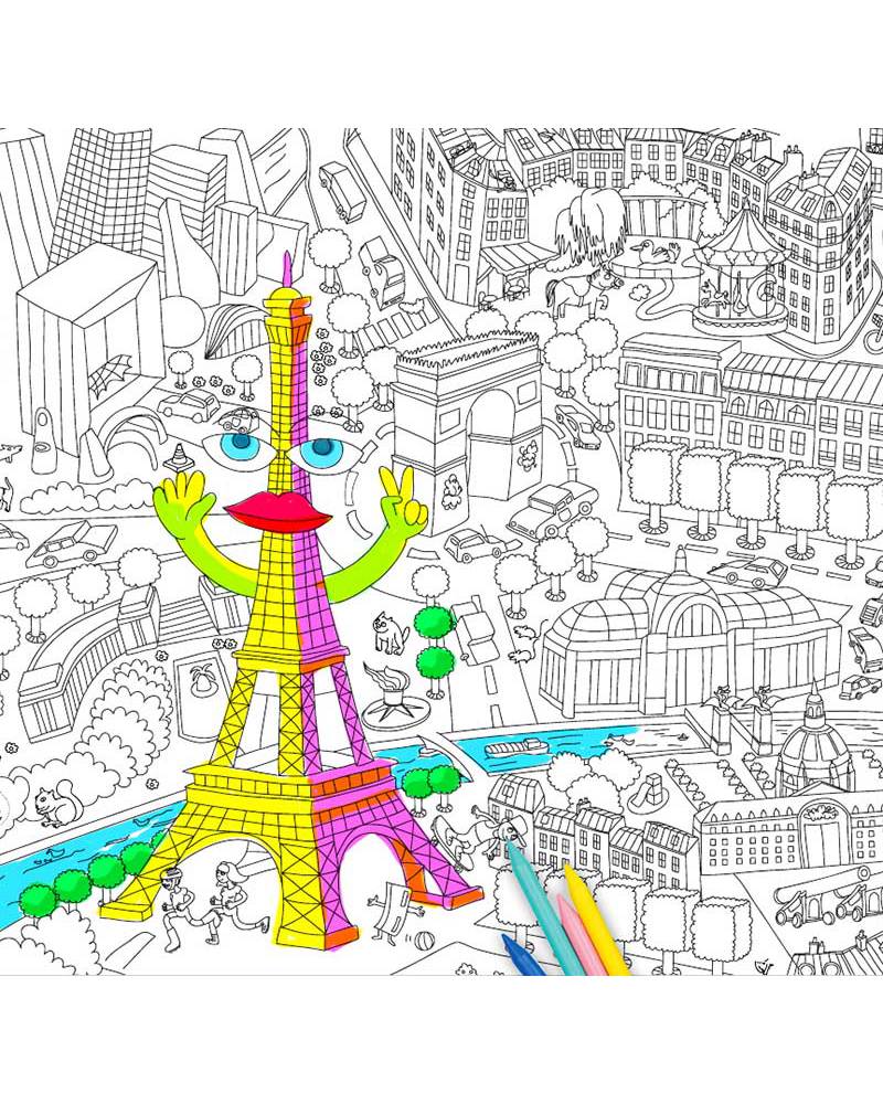 Omy Parigi Poster Grande da Colorare 180 x 50 cm Stampa Ecologica