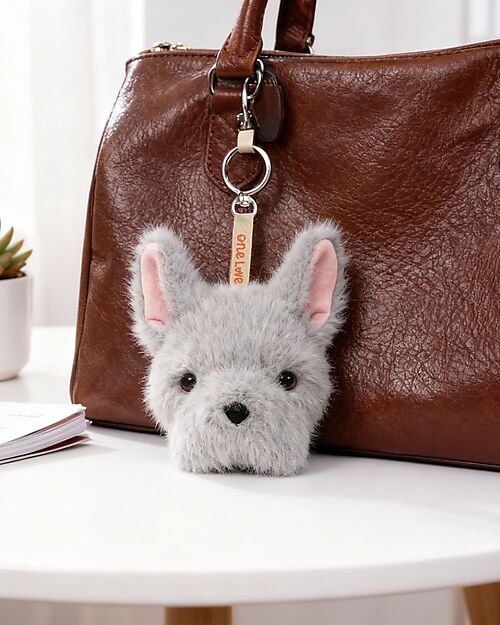 One Love Plush Charm Remy il Bulldog - Grigio - 14 x 13 x 10 cm - 100% Materiali Riciclati Pupazzi