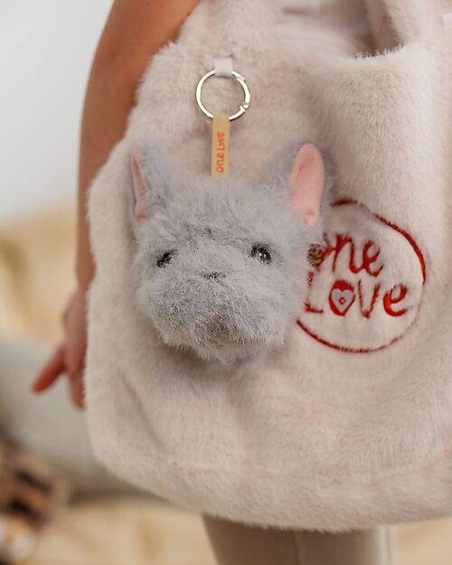 One Love Plush Charm Remy il Bulldog - Grigio - 14 x 13 x 10 cm - 100% Materiali Riciclati Pupazzi