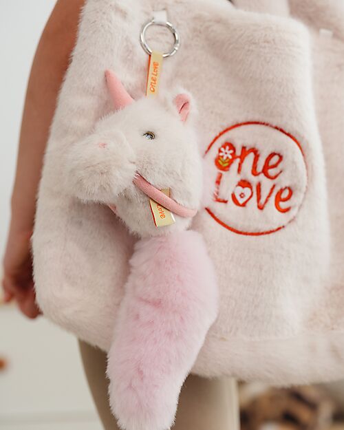 One Love Plush Charm Spirit l'Unicorno - Bianco e Rosa - 25 x 8 x 12 cm - 100% Materiali Riciclati Pupazzi