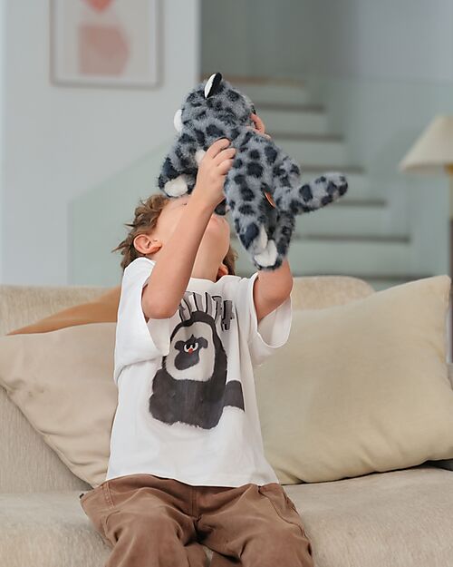 One Love Plush Peluche Ponderato Sky il Leopardo delle Nevi - il Peluche che ti Abbraccia - 35 x 17 x 15 cm - 100% Materiali Riciclati Peluche