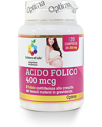 Optima Naturals Acido folico 400 mcg, 120 Compresse - Ottimo in Gravidanza Integratori alimentari