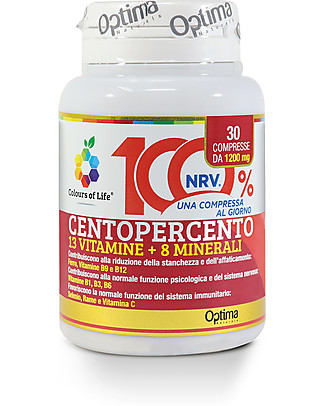 Optima Naturals Centopercento, 30 Compresse - Integratore MultiVitaminico-MultiMinerale Integratori alimentari