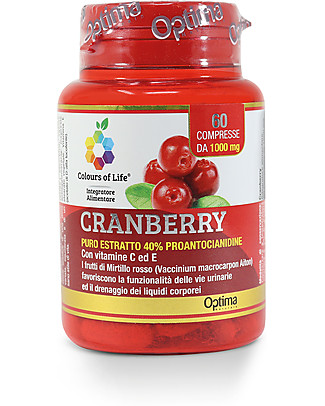 Optima Naturals Cranberry Vitamina C ed E, 60 compresse - Favorisce la Funzionalità Urinaria Integratori alimentari