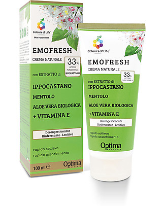 Optima Naturals Crema Eudermica Naturale Emofresh Ippocastano, 100 ml - per Rossori Creme e Olii