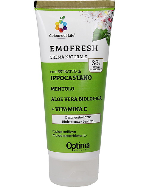 Optima Naturals Crema Eudermica Naturale Emofresh Ippocastano, 100 ml - per Rossori Creme e Olii