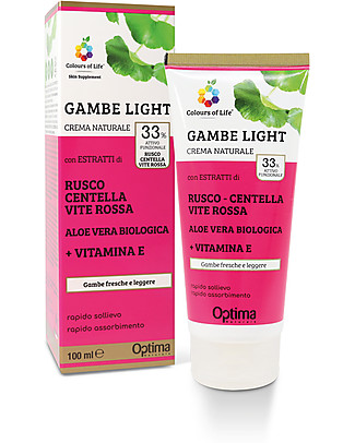 Optima Naturals Crema Eudermica Naturale Gambe Light, 100 ml - Gambe Leggere Creme e Olii