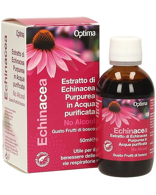 Optima Naturals Echinacea Estratto no alcool Bambini, 50 ml - per Infezioni del Tratto Respiratorio Rimedi Naturali