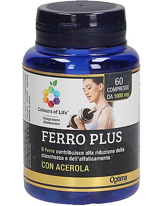 Optima Naturals Ferro Plus, 60 compresse - Riduce Fatica e Stanchezza Integratori alimentari