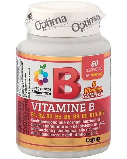 Optima Naturals Vitamina B Complex, 60 Compresse - Stanchezza Fisica e Mentale Pappe