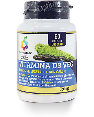 Optima Naturals Vitamina D3 Veg, 60 Capsule - per Denti ed Ossa Integratori alimentari