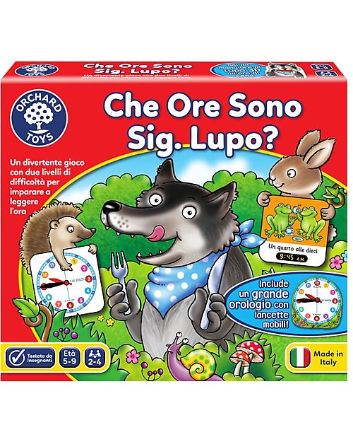 Orchard Toys Gioco da Tavolo Che Ore Sono Signor Lupo - Impara a leggere l'ora! Giochi da Tavolo