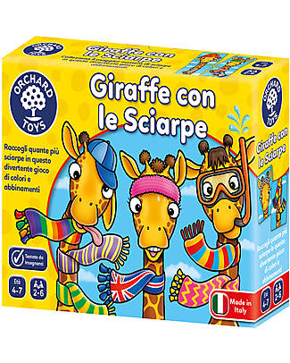 Orchard Toys Gioco da Tavolo Giraffe con le Sciarpe - Raccogli quante più sciarpe possibili in questo divertente gioco di colori e abbinamenti! Giochi da Tavolo