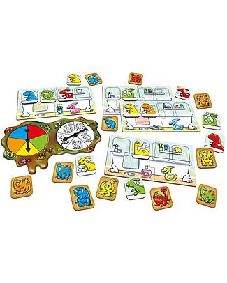 Orchard Toys Gioco da Tavolo Il Bagnetto dei Dinosauri - Riempi la tua vasca da bagno di dinosauri in questo gioco di colori e conteggi! Giochi da Tavolo